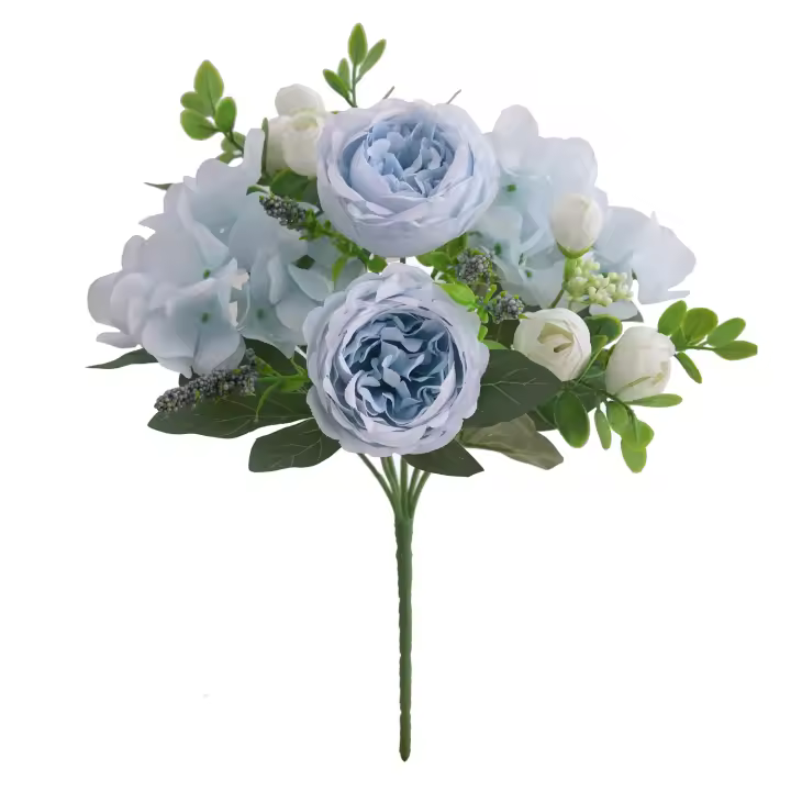 1 Rama De Flores Artificiales Peonía Para Decoración Silken Rosa Falsa De Plástico Centro De Mesa Para El Hogar Flores Falsas Para Bodas - 1