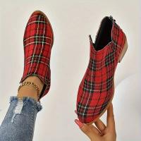 Botas De Tobillo Para Mujer Estampado Navideño Rojo Retro Con Cierre De Cremallera Botines Chelsea Con Plataforma Exterior Clásicos Zapatos De Invierno Talla Verdadera - details 6