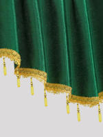 Valance De Cortina De Tela Italiana En Forma De V Con Bolas Moderno Y De Color Puro Para Decoración De Sala De Estar Ventanas Y Puertas - details 3