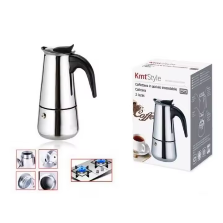 Cafetera expreso italiana con filtro de acero inoxidable, herramienta percoladora de 200/300/450/600Ml, cafetera Moka - 1