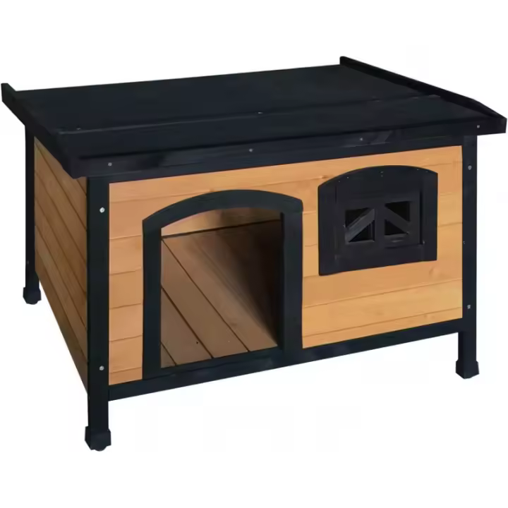 Caseta de Madera eco-responsable para perros Toby, caseta para perros con certificación FSC, pintura tratada al agua no-tóxica, techo  abatible con pintura asfáltica, suelo desmontable - 1