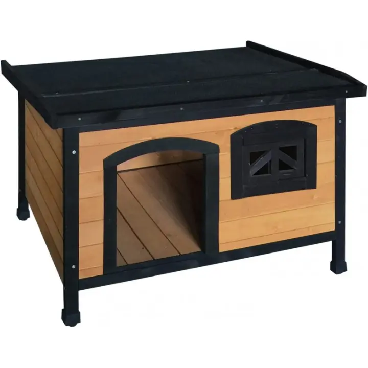 Caseta de Madera eco-responsable para perros Toby, caseta para perros con certificación FSC, pintura tratada al agua no-tóxica, techo  abatible con pintura asfáltica, suelo desmontable - 1