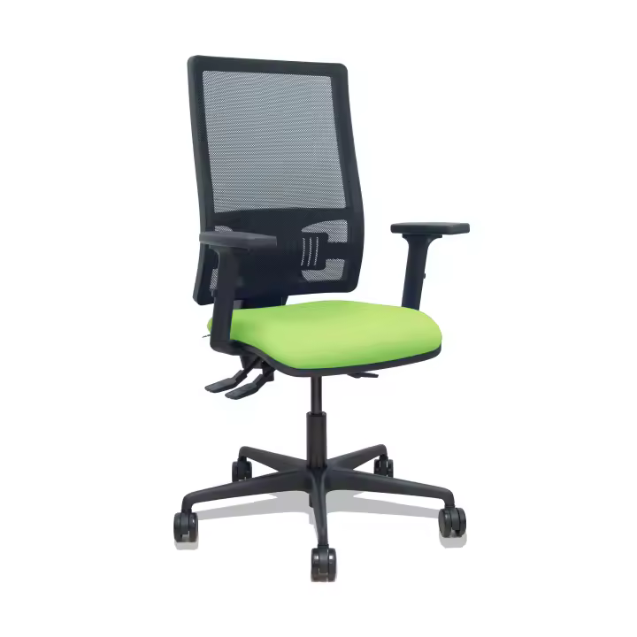 Silla Bormate asincro malla negra asiento bali pistacho brazos 2D ruedas 65mm - 1