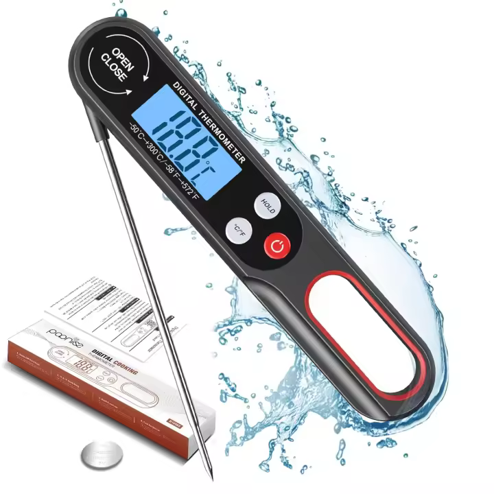 Termómetro digital para Carne Cocinar en freidora de Aire, termómetro para Alimentos con sonda grande (Pilas incluidas) - 1