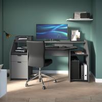 Miroytengo Mesa Escritorio Gaming Grande con Cajón y Armario con puerta Abatible en Color Gris con LED 98x180x67 cm - details 0