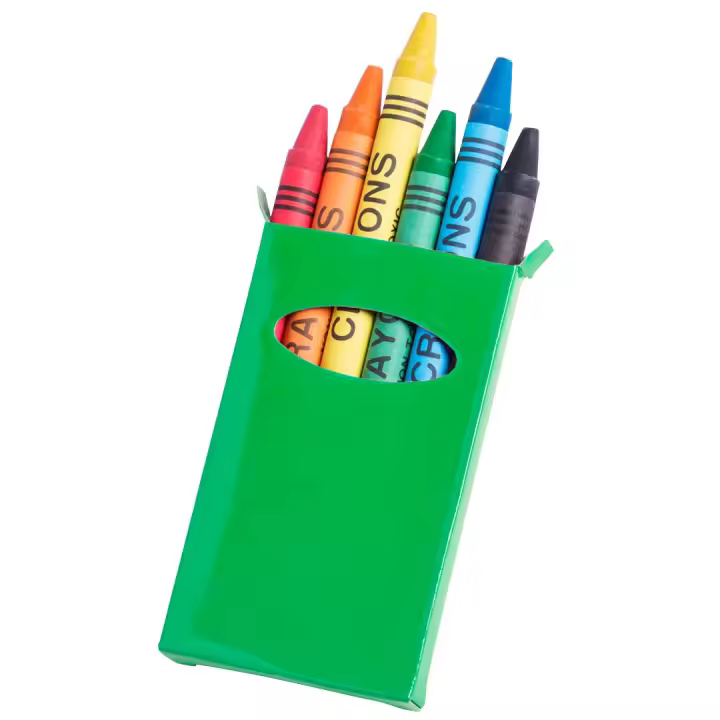 Cajas de cartón con 6 Ceras de Colores. El Regalo Ideal para dar a niños y niñas en Cumpleaños, colegios guarderías y eventos Infantiles. Perfectas para desarrollar la creatividad de los más pequeños con sus llamativos y divertidos colores.l - 1