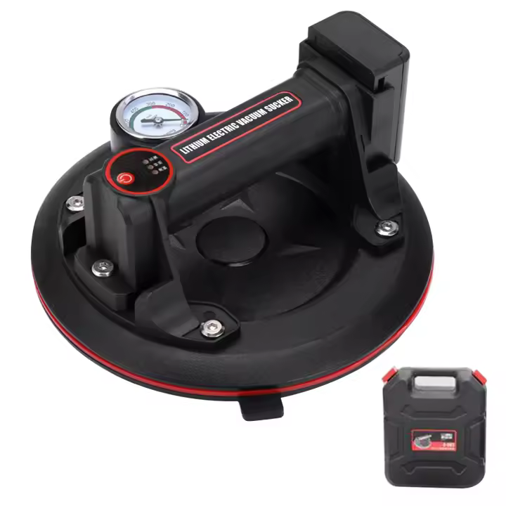 Ventosa Eléctrica Automática 8'' (200kg) con Bomba Auto-Relleno 95% en 5s, Almohadilla TPE 8'' - Certificación EN 13155 para Mármol/Losas/Vidrio, Compatible Baterías DeWALT/Makita 20V - 1