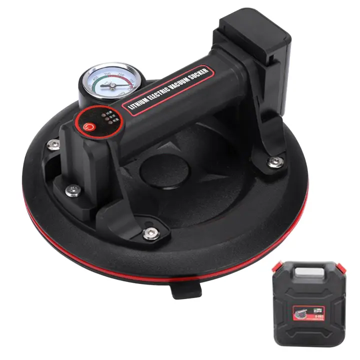 Ventosa Eléctrica Automática 8'' (200kg) con Bomba Auto-Relleno 95% en 5s, Almohadilla TPE 8'' - Certificación EN 13155 para Mármol/Losas/Vidrio, Compatible Baterías DeWALT/Makita 20V - 1