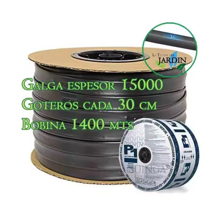 Suinga Cinta de Riego por Goteo 16mm 1400 Mts con Goteros 1.5 L/h para Horticultura Especializada - 1