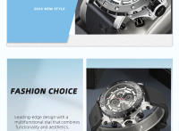 Reloj De Pulsera De Cuarzo BORUSE Para Hombre Cronógrafo Negocio Impermeable De Silicona Estilo Casual Y Moda - details 3