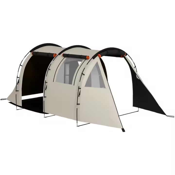Outsunny Tienda de Campaña Familiar para 4-5 Personas Tienda de Camping Plegable con 2 Habitaciones 5 Puertas y Bolsa de Transporte Impermeable para Senderismo 460x230x180 cm Caqui - 1