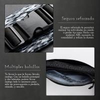 Riñonera deportiva de goma para hombre y mujer con tiras reflectantes y correas ajustables para el hombro (negro) - details 0
