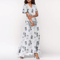 Vestido Largo Elegante Con Cuello En V Para Mujer Traje De Boda De Noche Fiesta Vestido De Fiesta Manga Corta Adecuado Para Primavera Verano Otoño - details 21