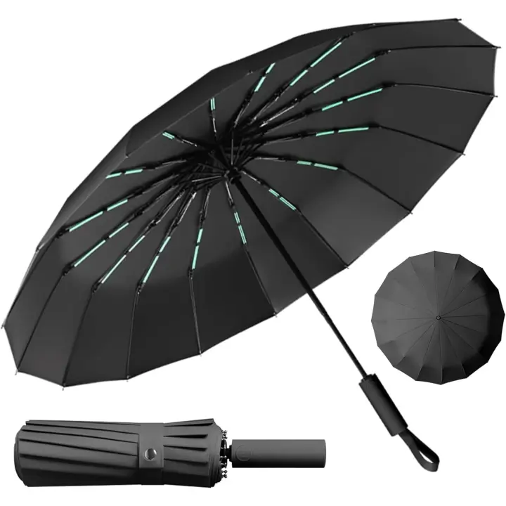 16 Varillas Antitormentas, Gran Paraguas Ajustable with Automática Apertura, en Prueba de Viento, Parasol Anti-UV - 1