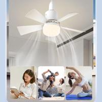E27 Socket Fan Light Ceiling Fans with Lights and Remote, Dimmable LED Ceiling Fan with Lights, Light Bulb Screw in Ceiling Fan for Bedroom, Kitchen, Living Room, Closet (Con portalámparas) - details 1