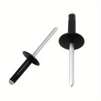 50pcs Clavos De Ojo De Bola Trifolios De Aluminio Negros Y Plateados Para Decoración Interior De Coches Diámetro 3/16 Con Gran Flanco - details 2