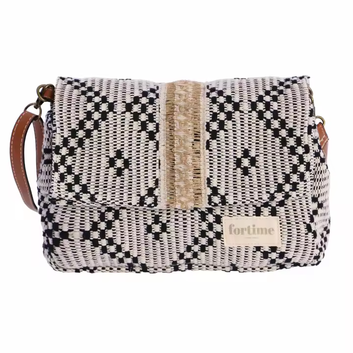 Bolso bandolera para mujer FORTIME Lira de rafia con cierre magnético y cremallera - 1