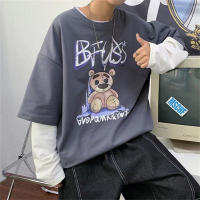 Camiseta De Hombre Con Estampado De Osito Basic Casual Manga Larga Top De Anime Falsa Dos Piezas Camisetas Para La Vida Diaria Verano Polyester Sin Capucha - details 3