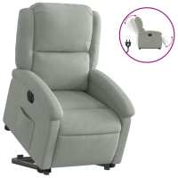 vidaXL Sillón eléctrico reclinable elevable de terciopelo Gris claro, Gris oscuro, Verde oscuro Sillon Dormitorio Sillon Comodos Silla Relax Sillón Sofá - details 1