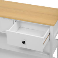 Mesa de Entrada Vintage, Mesa de Entrada de Madera Estrecha, Mesa de Entrada with Cajones y Estante Abierto para Pasillos, Entradas y Salones, Blanco Natural - details 7