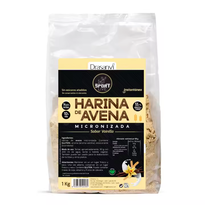 Harina Avena sabor Vainilla - 1Kg - Sport Live - Drasanvi - 1