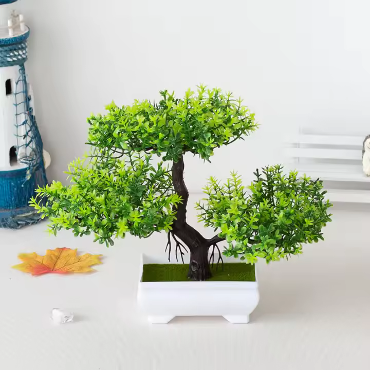 Planta Artificial De Bonsái En Maceta Pequeña Para Jardín Decoración De Hogar Y Mesa Material De Plástico Ornamento De Flor Sin Mantenimiento - 1