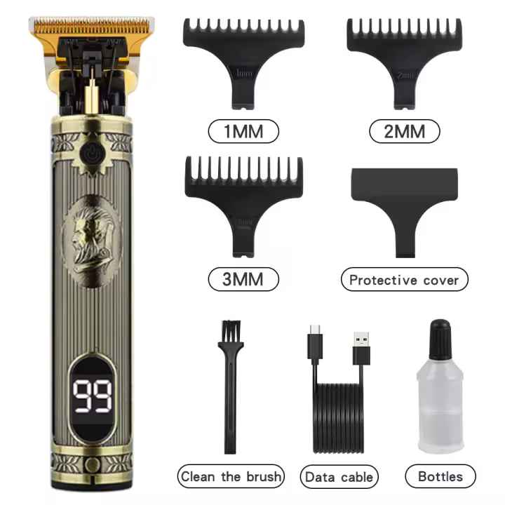 Pantalla digital Cabeza de Corte de Maple inoxidable profesional T9 hair trimmer metal Cuerpo hombres máquina de afeitar Eléctrica - 1