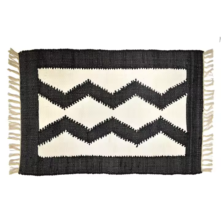 CAPRILO REGALOS & DECORACIÓN Alfombra Rectangular Decorativa Étnica de Algodón con Flecos. Decoración del Hogar. Regalos Originales. Dormitorios y Salón. Textil. 80 x 50 x 1 cm - 1