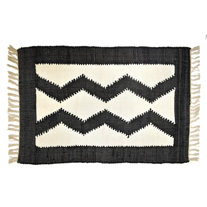 CAPRILO REGALOS & DECORACIÓN Alfombra Rectangular Decorativa Étnica de Algodón con Flecos. Decoración del Hogar. Regalos Originales. Dormitorios y Salón. Textil. 80 x 50 x 1 cm - 1