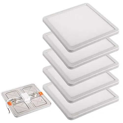 Panel LED Empotrable Cuarteto Hebilla ajustable 23X23X0.4cm 20W 6400K Luz Fria (Pack 5) - 1