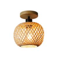 Lámpara De Techo Retro LED De Bambú Tejida Para Pasillo Sala De Estar Iluminación Decorativa E27 Fuente De Alimentación AC 220V - details 3