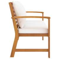 vidaXL Banco de jardín con cojín crema madera maciza de acacia 120 cm - details 2