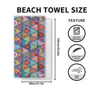 Toalla de playa de terciopelo de doble cara, toalla deportiva estampada de microfibra, toalla de baño absorbente - details 3