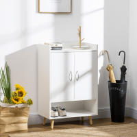HOMCOM Mueble Zapatero de 2 Puertas Moderno Armario Auxiliar para 12 Pares de Zapatos con 4 Estantes para Recibidor Salón Dormitorio 60x30x92 cm Blanco - details 1