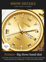 Reloj De Pulsera De Lujo Para Hombre OLEVS 5563 Acero Inoxidable Dorado Resistente Al Agua Calendario Doble Luminoso Estilo Formal - details 8