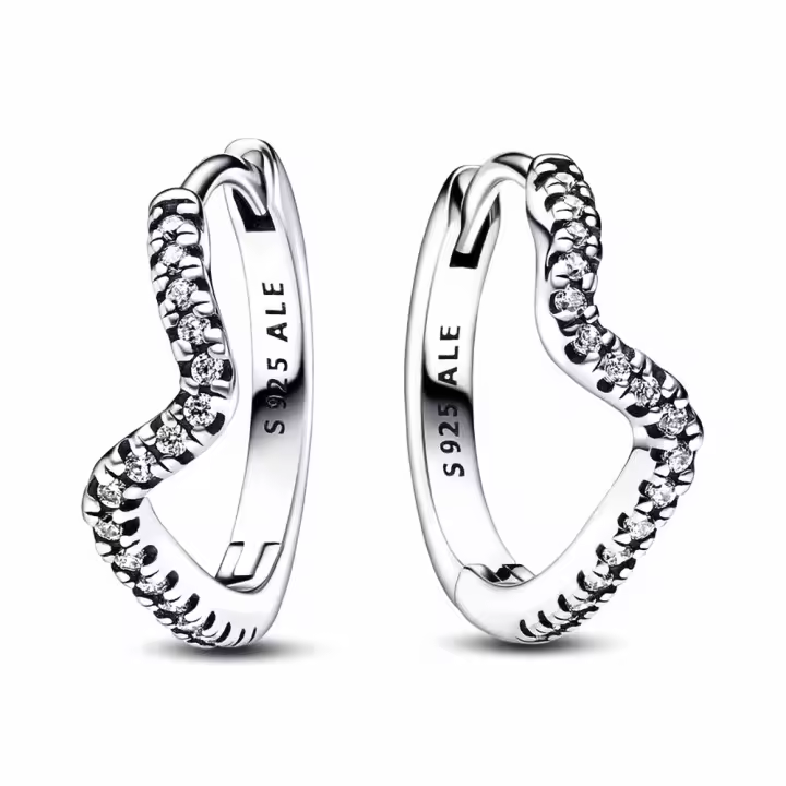 Pandora 292545C01 Pendientes de aro onda brillante en plata de ley - 1