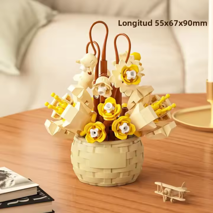 Bloques De Construcción De Flores DIY En Cesta Modelo De Plantas Potted Succulent Everlasting Bonsai Jardín Romántico De Bloques De Cerdas De Navidad - 1