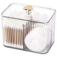 Contenedor Organizador De Baño Con 3 Secciones Para Algodones Y Tapones De Cera Transparente Almacenamiento De Cosméticos Jarra Para Algodones Y Tapones - details 3