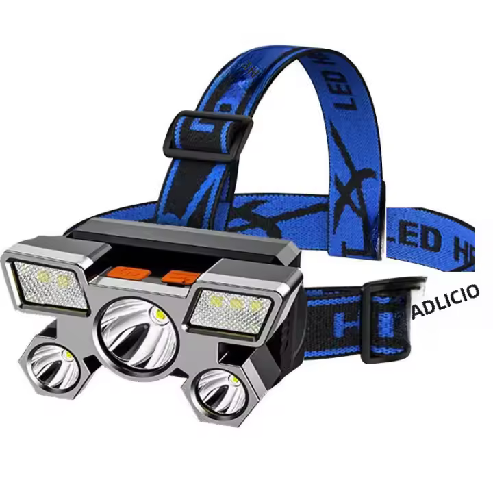 Linterna Frontal Recargable USB Con 5 LED Batería Integrada Torcha Luz De Trabajo Portátil Para Pesca Y Camping - 1