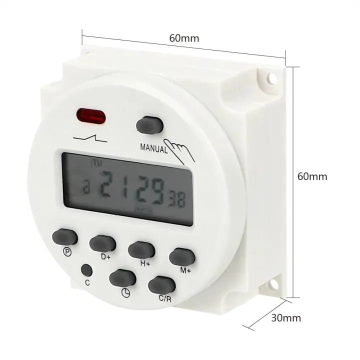 Interruptor De Control De Tiempo DIYWORK Programable Semanal Y Diario Con Pantalla LCD Relé Automático Encendido Y Apagado AC 220-250V - 1