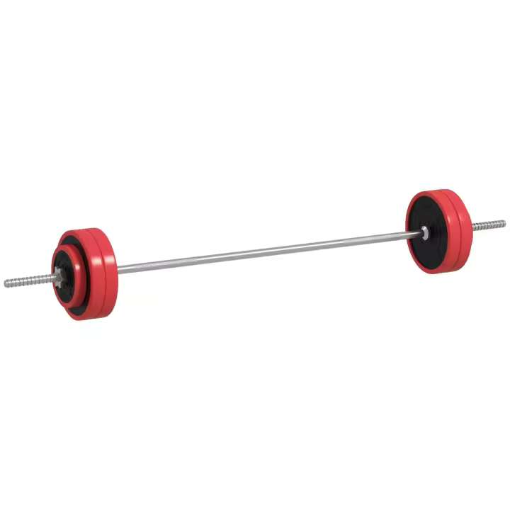 SPORTNOW Barra de Pesas 30 kg con Mancuernas Set de Musculación con 6 Discos y 1 Barra para Entrenamiento de Fuerza Levantamiento de Pesas en Hogar Gimnasio Oficina 170x26x26 cm Rojo - 1