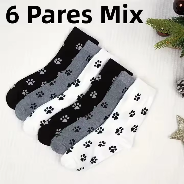 Calcetines Casuales Para Mujer Con Patrón De Dibujos Animados De Perro Cómodos Absorbentes De Sudor Transpirables De Cuello Redondo Talla Media - 1