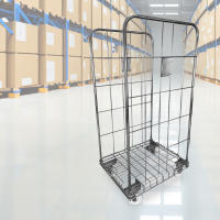 ORION91 Roll Container Industrial Carro Plataforma de 2 Lados en Acero alto 160cm - Diámetro 12cm Mudanza Supermercado Transporte Carga Pesada- SpazioLuzio - details 0
