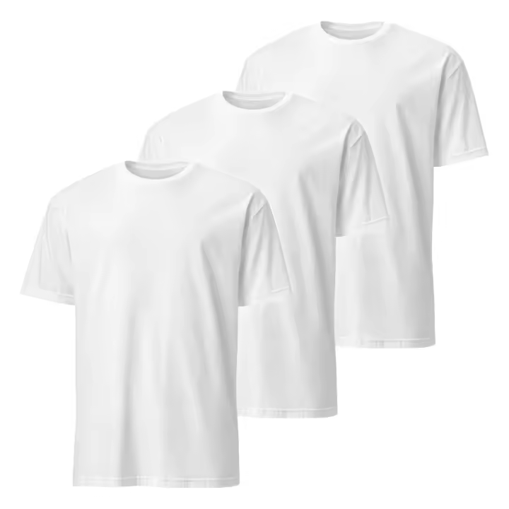Pack de 3 Camisetas de Manga Corta para Hombre - Premium - 100% Algodón de Alta Calidad - Diseño Ligeramente Ajustado - Color Blanco - Marca SO Wear Siempre Original - 1