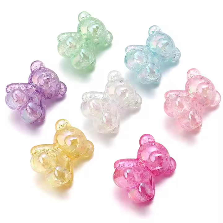 5pcs Cuentas De Acrílico En Forma De Oso Estallido 26x31mm Colores Mixtos Espaciadores Para Pulseras Llaveros Accesorios De Joyería DIY - 1