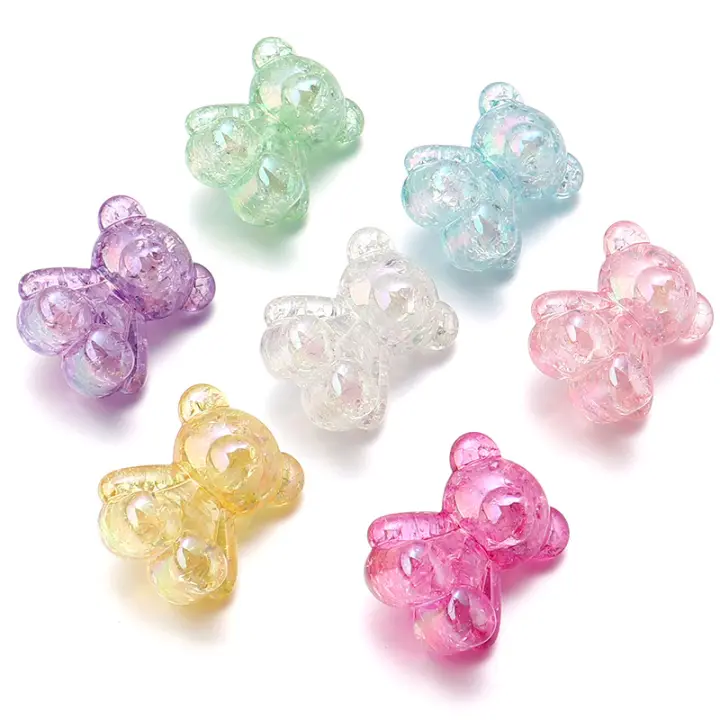 5pcs Cuentas De Acrílico En Forma De Oso Estallido 26x31mm Colores Mixtos Espaciadores Para Pulseras Llaveros Accesorios De Joyería DIY - 1