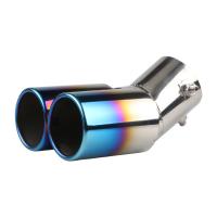 Puntas De Escape De Acero Inoxidable Para Coche Universal Modelo Doble Con Tubo De Eje Azul Accesorios De Muffler - details 8