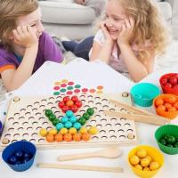 Montessori 2 3 4 5 - Motricidad FINA-Juego de Madera-Rompecabezas Infantil-Juguetes de actividad y Desarrollo-Juego de cuentes y Canicas A52 - details 2