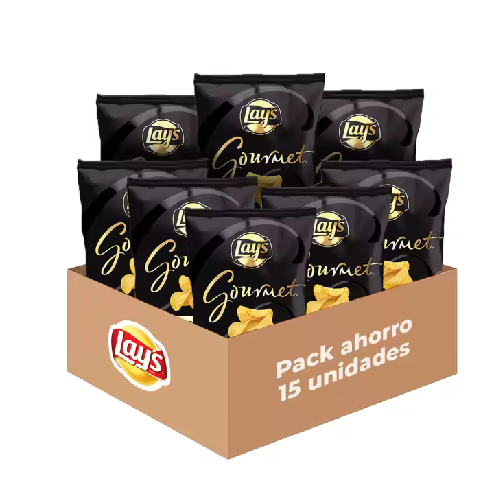 Lay's Gourmet - Patatas Fritas con Sabor Original, Pack de 15 Bolsas de Patatillas Deliciosas e Irresistibles, Snack y Aperitivo, Total: 15 x 45g = 675 g - 1