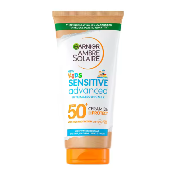 Leche hipoalergénica avanzada para pieles sensibles Garnier Ambre Solaire Kids SPF50+, 175 ml - 1